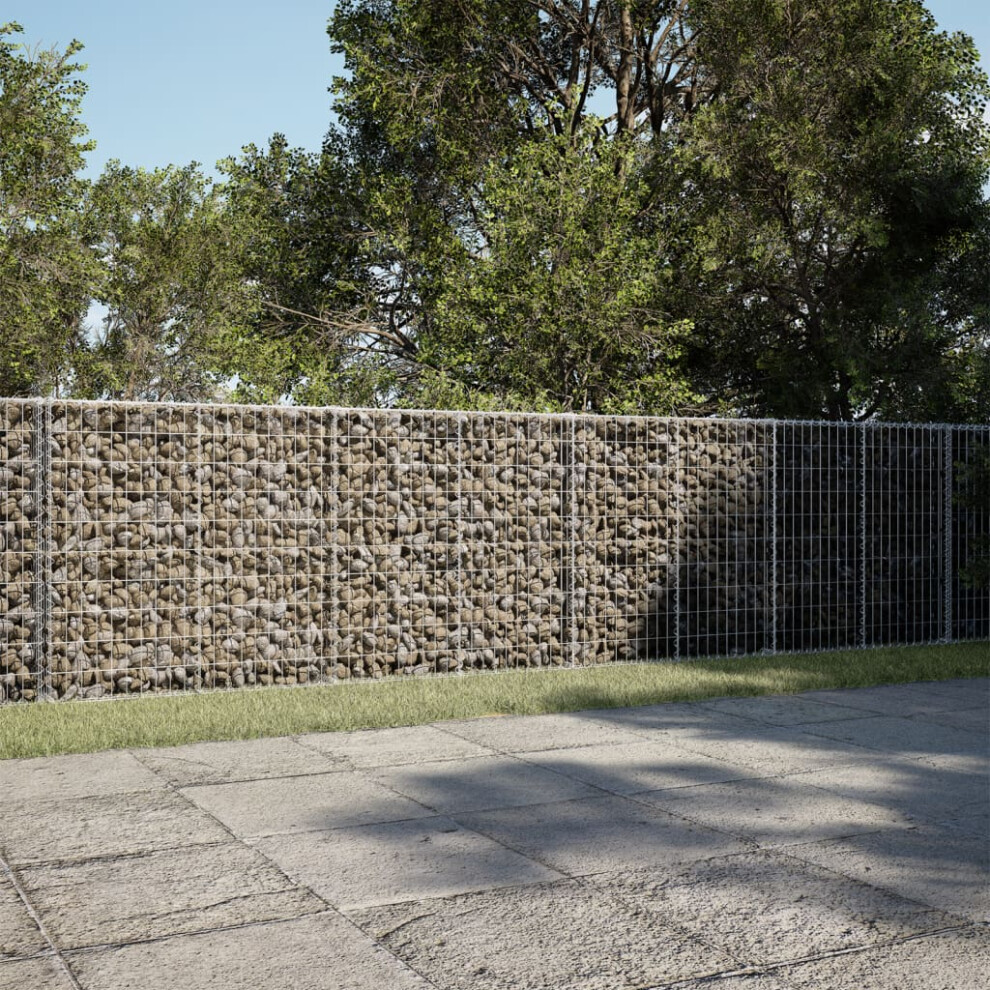 vidaXL Gabion Basket With Cover 1150x100x100 Cm Galvanised Iron