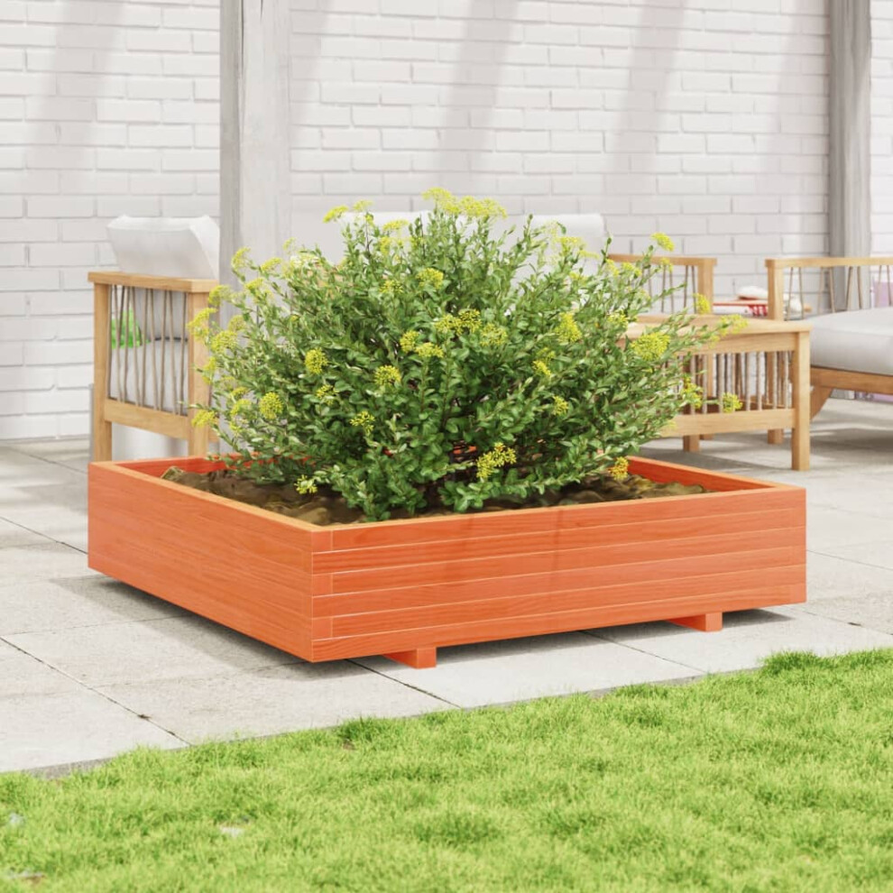 vidaXL Garden Planter Wax Brown 110x110x26.5 Cm Solid Wood Pine