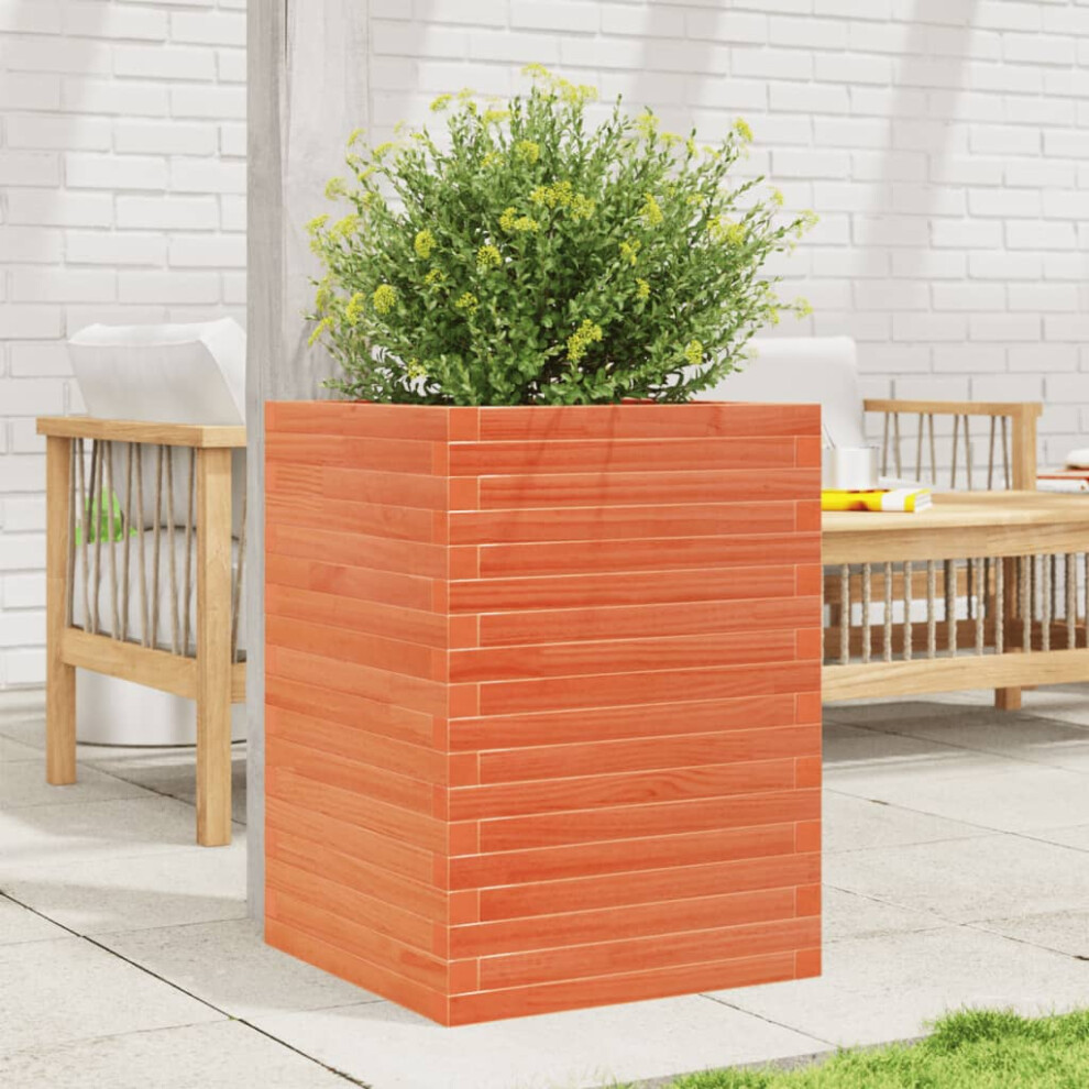 vidaXL Garden Planter Wax Brown 50x50x68.5 Cm Solid Wood Pine