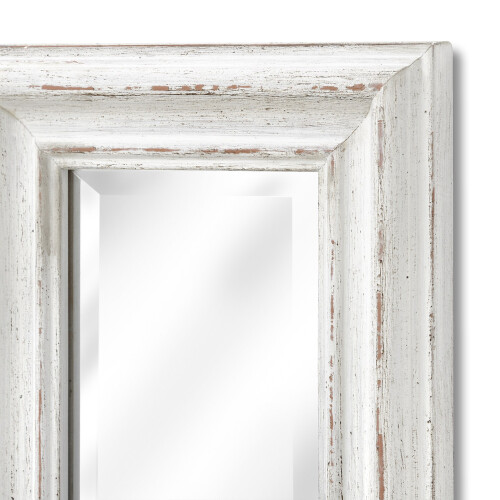 Antique White Frame Narrow Wall Mirror 1