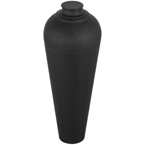 Matt Black Medium Hammered Vase With Lid 1