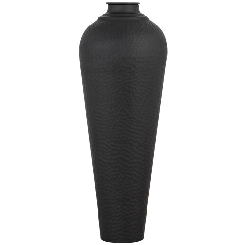 Matt Black Medium Hammered Vase With Lid 2