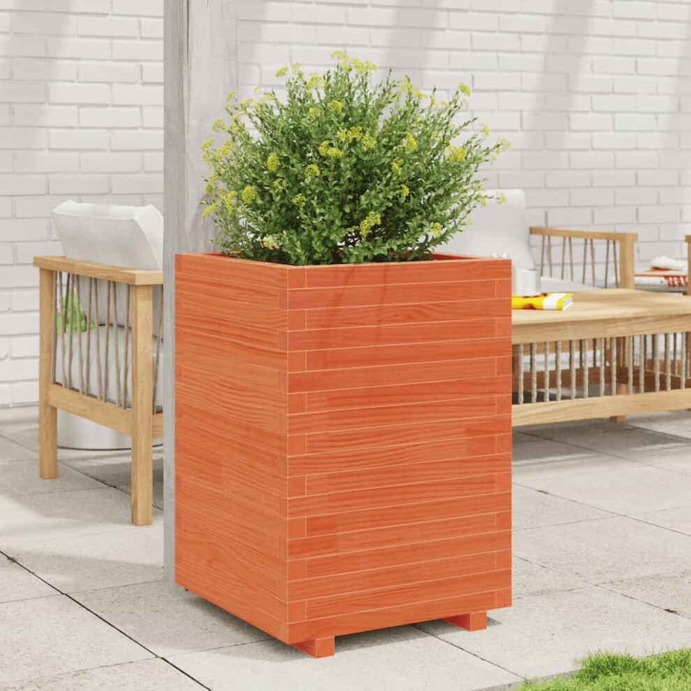 Vidaxl Garden Planter Outdoor Flower Pot Planter Pot Wax Brown Solid Wood Pine