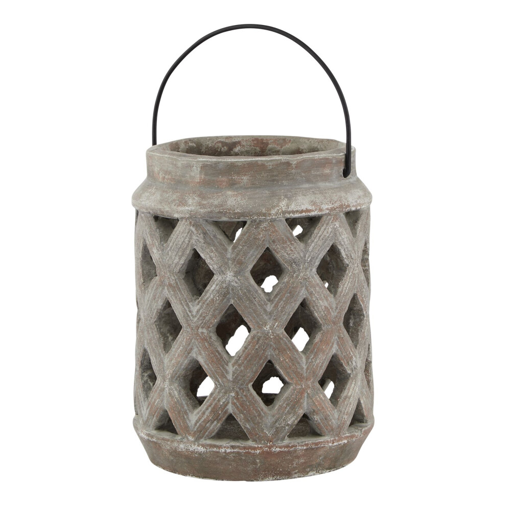 Hill Interiors Brown Siena Lattice Lantern Large