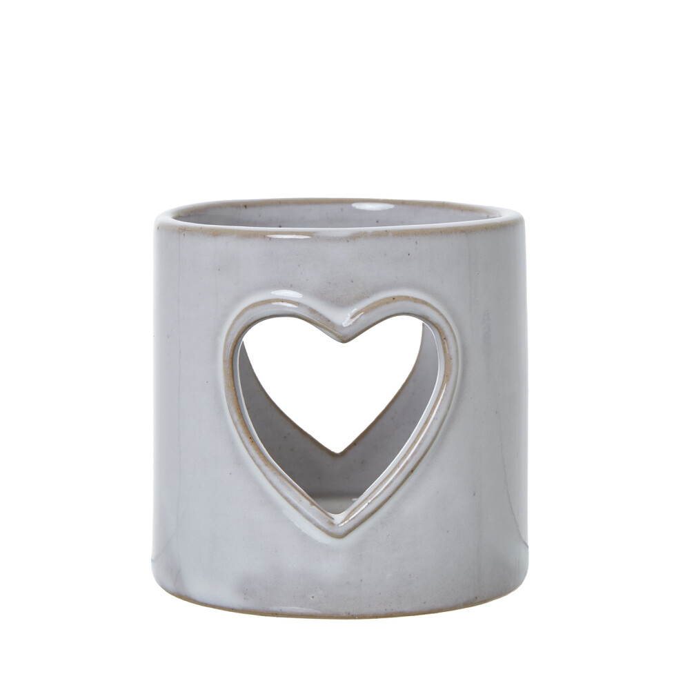 Hill Interiors White Ceramic Heart Cut-Out Tealight Holder