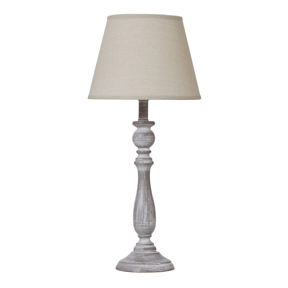 Hill Interiors Dunum Column Table Lamp With Linen Shade
