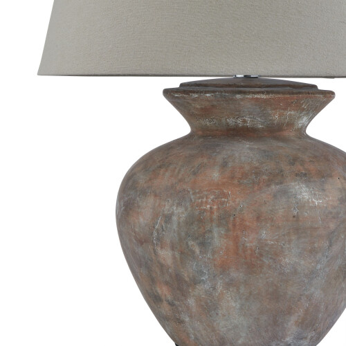 Siena Brown  Round Table Lamp With Linen Shade 1