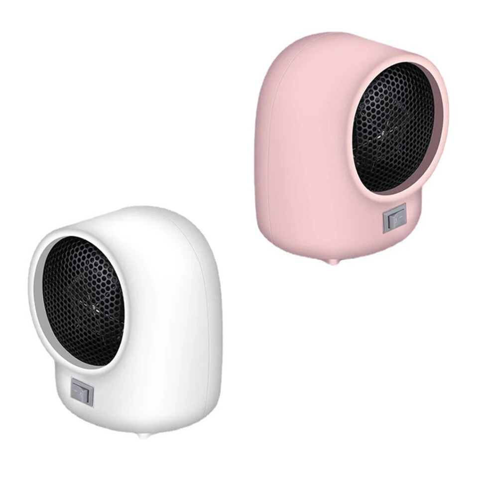 (Pink, EU 220V) 500W Portable Mini Ceramic Space Heater Fan