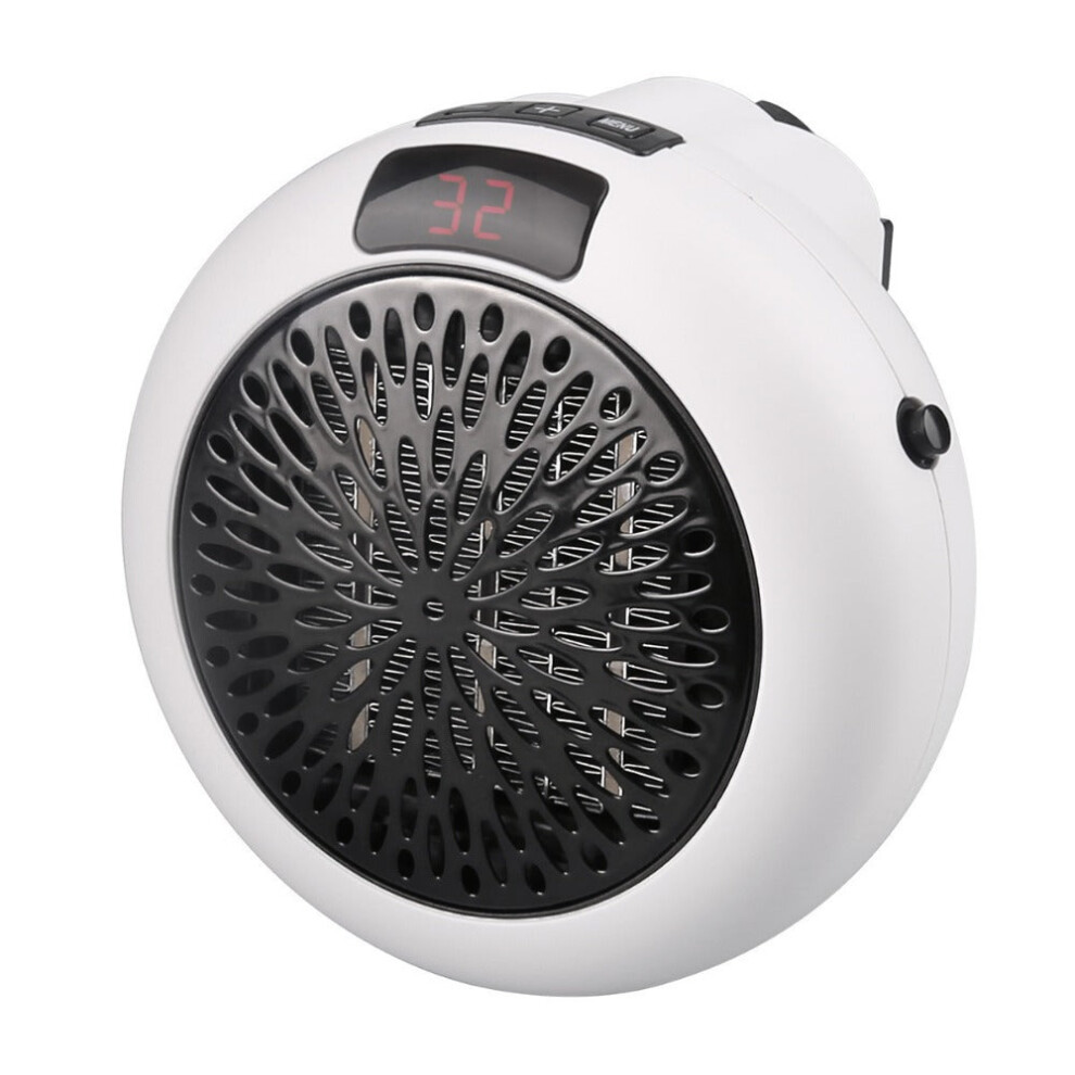 (White, EU) 900W Mini Portable Electric Heater Fan - Wall Outlet Warm Air Blower for Home & Office