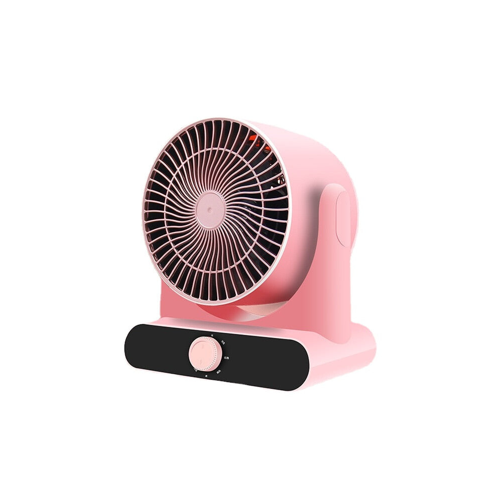 (Pink, EU) Portable Electric Heater Mini Fan - Silent Fast Heating for Home & Office Spaces