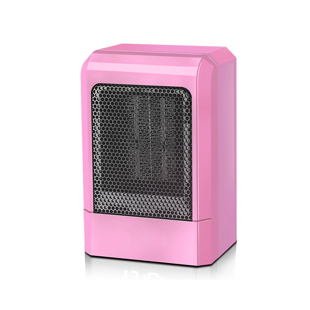 (Pink, EU Plug) 500W Portable PTC Ceramic Heater for Home & Office - Desktop Electric Warmer