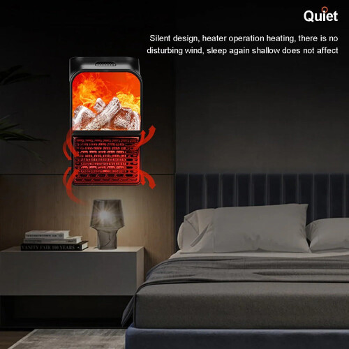 (EU Plug) 3D Flame 500W Wall-Mount Electric Fireplace Heater with Remote Control 2