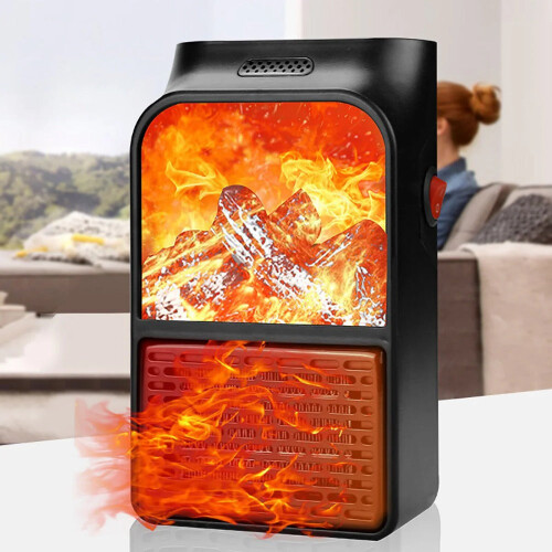 (UK Plug) 3D Flame 500W Wall-Mount Electric Fireplace Heater with Remote Control 1