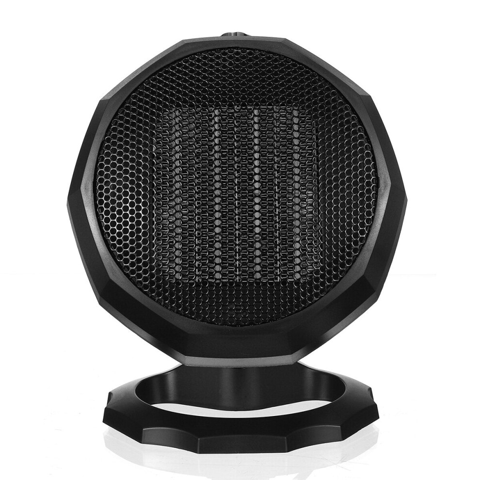 (Black, EU Plug) Compact PTC Ceramic Electric Heater - 2 Gear, Low Noise for Home, Office, Bathroom