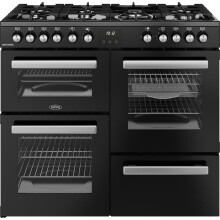 Belling Cookcentre 100DF 100cm Dual Fuel Range Cooker with 7 Burners & Maxi-Grill - Black, A/A Energy Rated