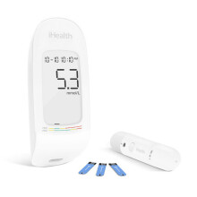 IHealth AG-607 Blood Glucose Meter with Test Strips & Lancets, 5Sec Reading, LCD Backlit, Memory
