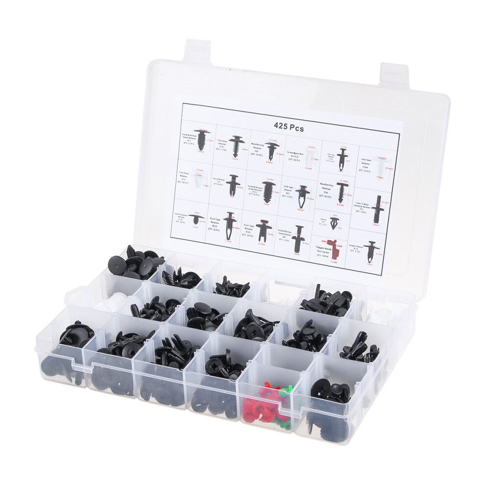 425Pcs Car Auto Body Retainer Assortment Shell Clips Pins Tailgate Handle Rod Clip Retainer For Honda Gm 690770253012
