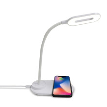 Lampada da tavolo LED portatile con ricarica wireless rapida, protezione per gli occhi, luce notturna flessibile a 360 gradi con controllo touch.