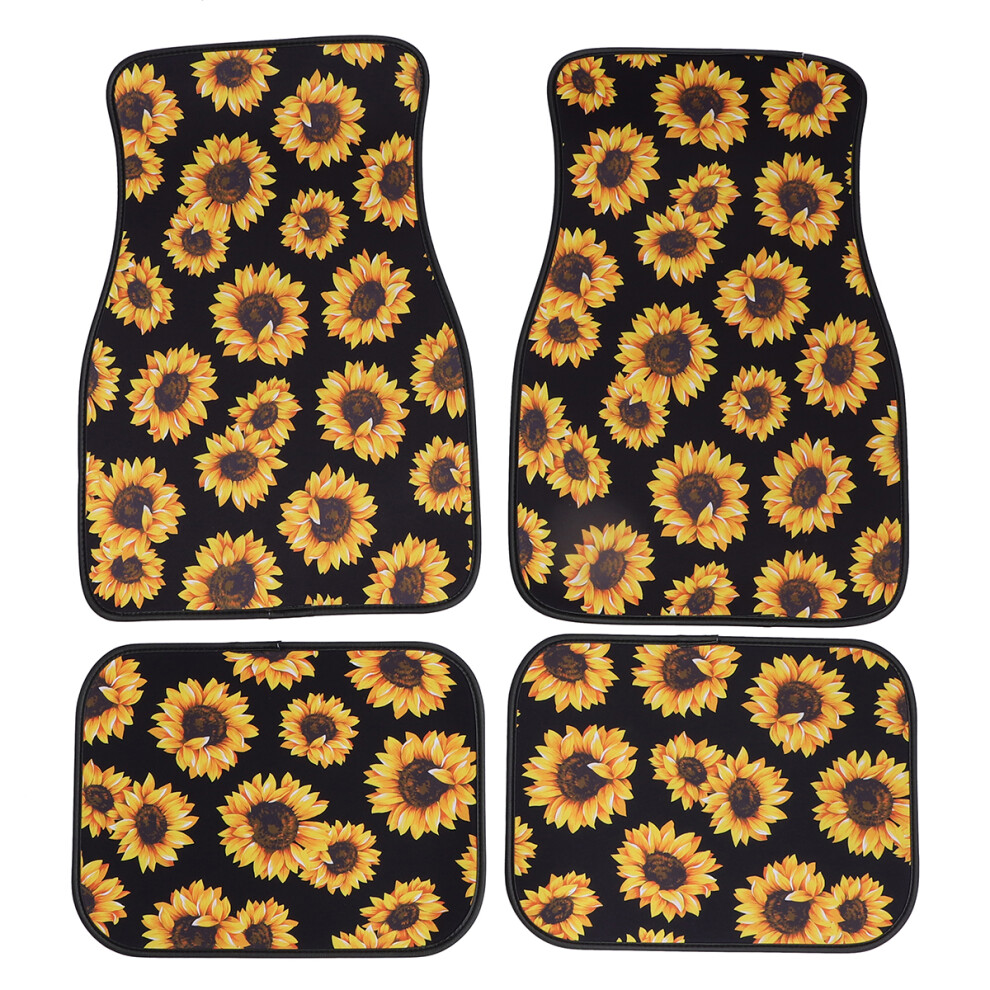 Universal Sunflowers Printed Car Auto Floor Mats Floor Liner Front Rear Carpet 605647191410