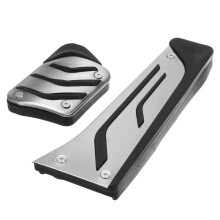 Neue 2 X Keine Bohrung Anti-Rutsch Edelstahl Kraftstoff Bremsfußpad Pedalabdeckung für BMW