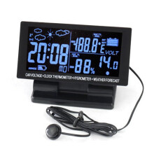 EC60 Display LED de 4. 5 polegadas Termómetro de Carro 12V/24V + Voltímetro + Higrómetro + Previsão do Tempo + Relógio