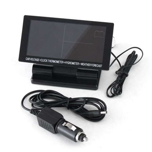 EC60 Display LED de 4. 5 polegadas Termómetro de Carro 12V/24V + Voltímetro + Higrómetro + Previsão do Tempo + Relógio 2