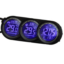 Termómetro Digital de Carro LED Azul com Calendário e Relógio para Interior e Exterior