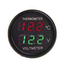 2 in 1 Auto Display Dubbele LED Digitale Thermometer Voltmeter 12V