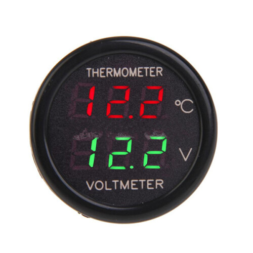2 in 1 Auto Display Dubbele LED Digitale Thermometer Voltmeter 12V