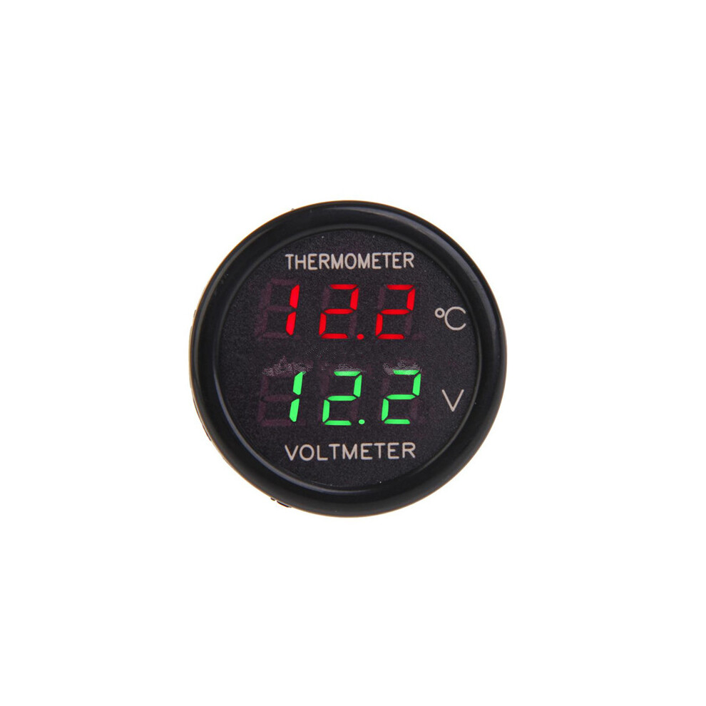 2 In 1 Car Display Dual Led Digital Thermometer Voltmeter 12V Red/Green 611393386871