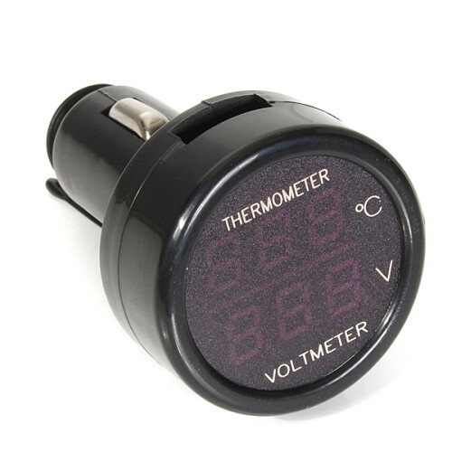 2 in 1 Auto Display Dubbele LED Digitale Thermometer Voltmeter 12V 1