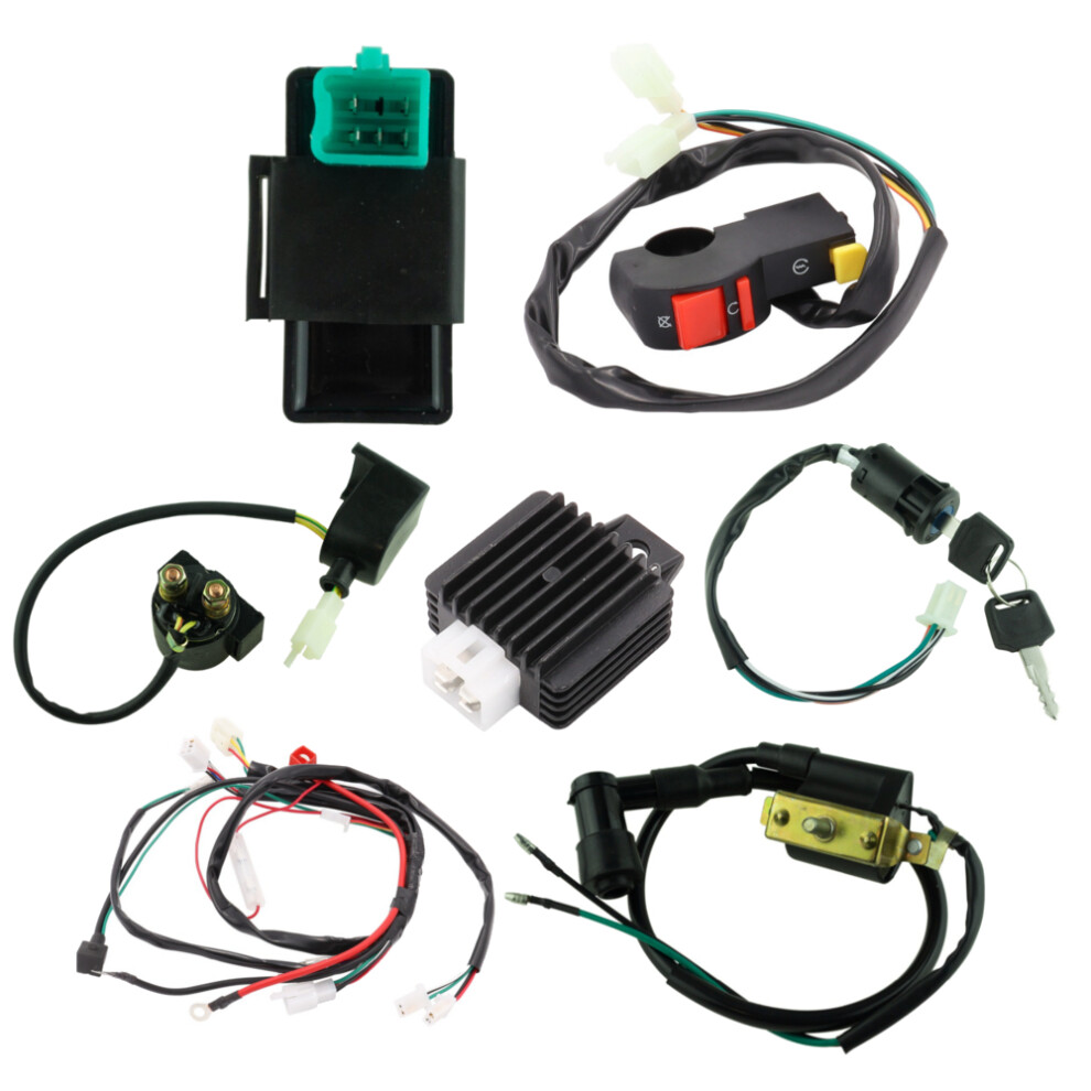New 50Cc 70Cc 90Cc 110Cc 125Cc Wiring Harness Loom Solenoid Coil Rectifier Cdi For Atv Quad Dirt Bike 762179084426