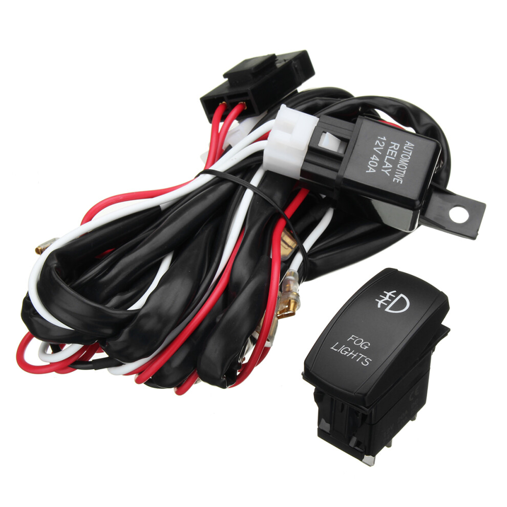 New 12V 40A Led Fog Wiring Harness Laser Rocker Switch Relay Fuse Kit Light 762179066576