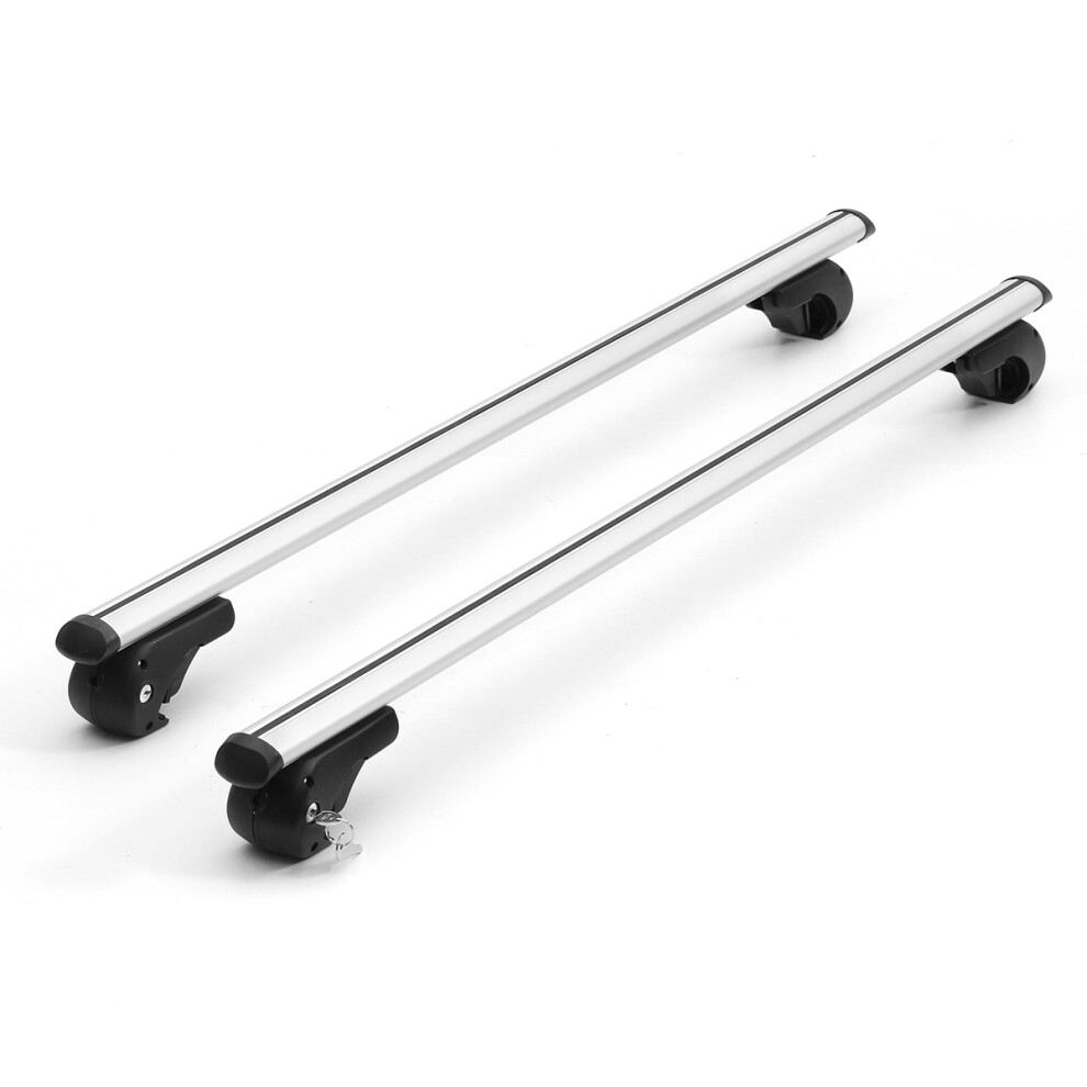 Pair Universal 48 Inch 120Cm Aero Locking Car Top Cross Bar Roof Rack Cargo Luggage Silver 6903036245312