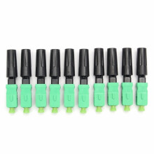 10 stuks Groene Ftth Ingebedde Snelle Connector SC/APC Bedekte Draad Glasvezelconnector APC