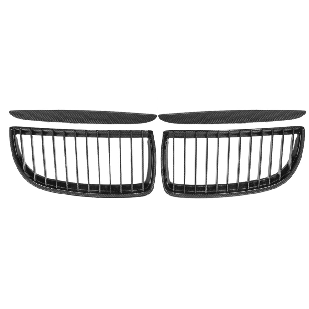 2STK Carbon Fiber Voorste Nier Grill Rooster Voor Bmw 3 Serie E90 E91 4Deurs Sedan Touring 2005-08-image