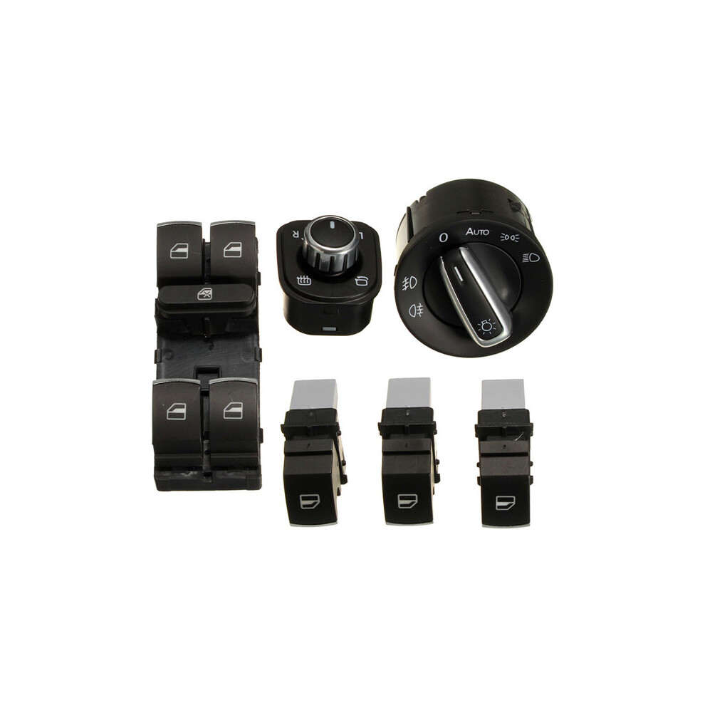 6Pcs Chrome Window Headlight Mirror Switch Set For Vw Passat B6 Cc Golf Jetta 796807710524