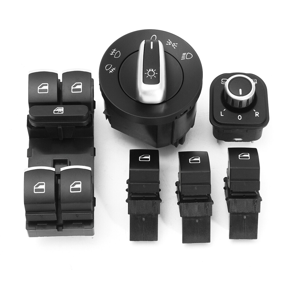 6Pcs Chrome Window Mirror Headlight Switch Control For Vw Passat Golf Jetta Tiguan Touran 6213586013270