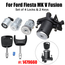 Neues Set aus 4 Türschlössern Zündschloss Benzin Klappe Heckklappe mit 2 Schlüsseln 1479660 für Ford Fiesta MK V Fusion