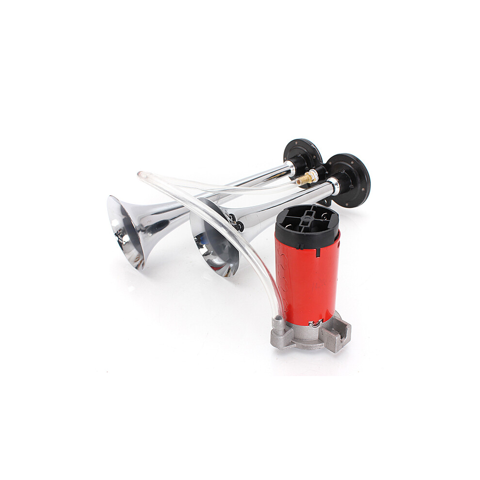 12V Air Horns Dual Trumpet Super Loud With Compressor Twin Tone 702105690093