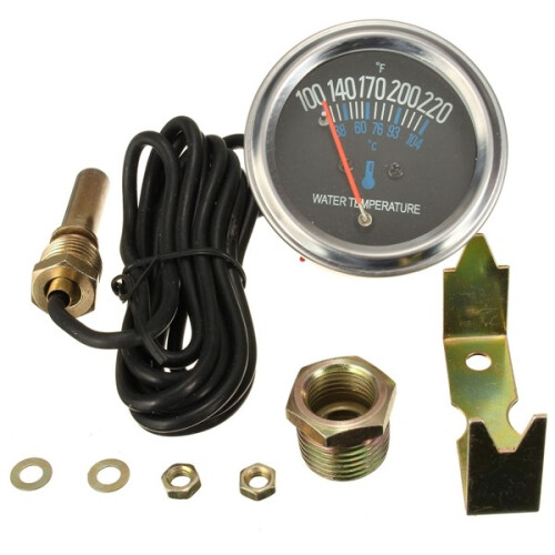 12V DC Electrical Mechanical Water Temperature Gauge Black Replacement 1