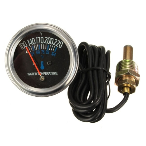12V DC Electrical Mechanical Water Temperature Gauge Black Replacement 2