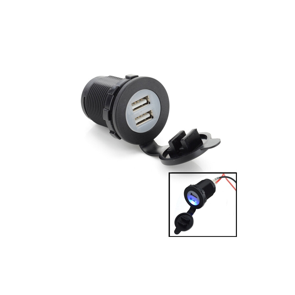 Auto Dual Usb Oplader Sigarettenaansteker Stopcontact Blauw Licht 12V 20A-image