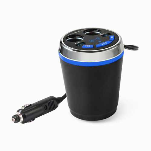 bluetooth Wireless FM Car Cigarette Lighter Dual USB Charger Socket Cup Holder Adapter Handfree call 1