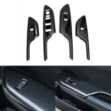 Adhesivos de cubiertas para elevador de ventana y reposabrazos de 4 piezas con estilo fibra de carbono ABS para Honda Civic 2016 2017