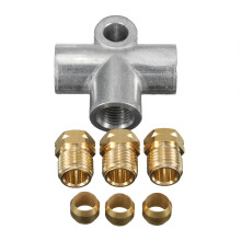 M10 3/16 Inch 10mm Distributeur Remleiding T Stuk Tee met 3 Mannetjesmoer Korte Metrische Koper