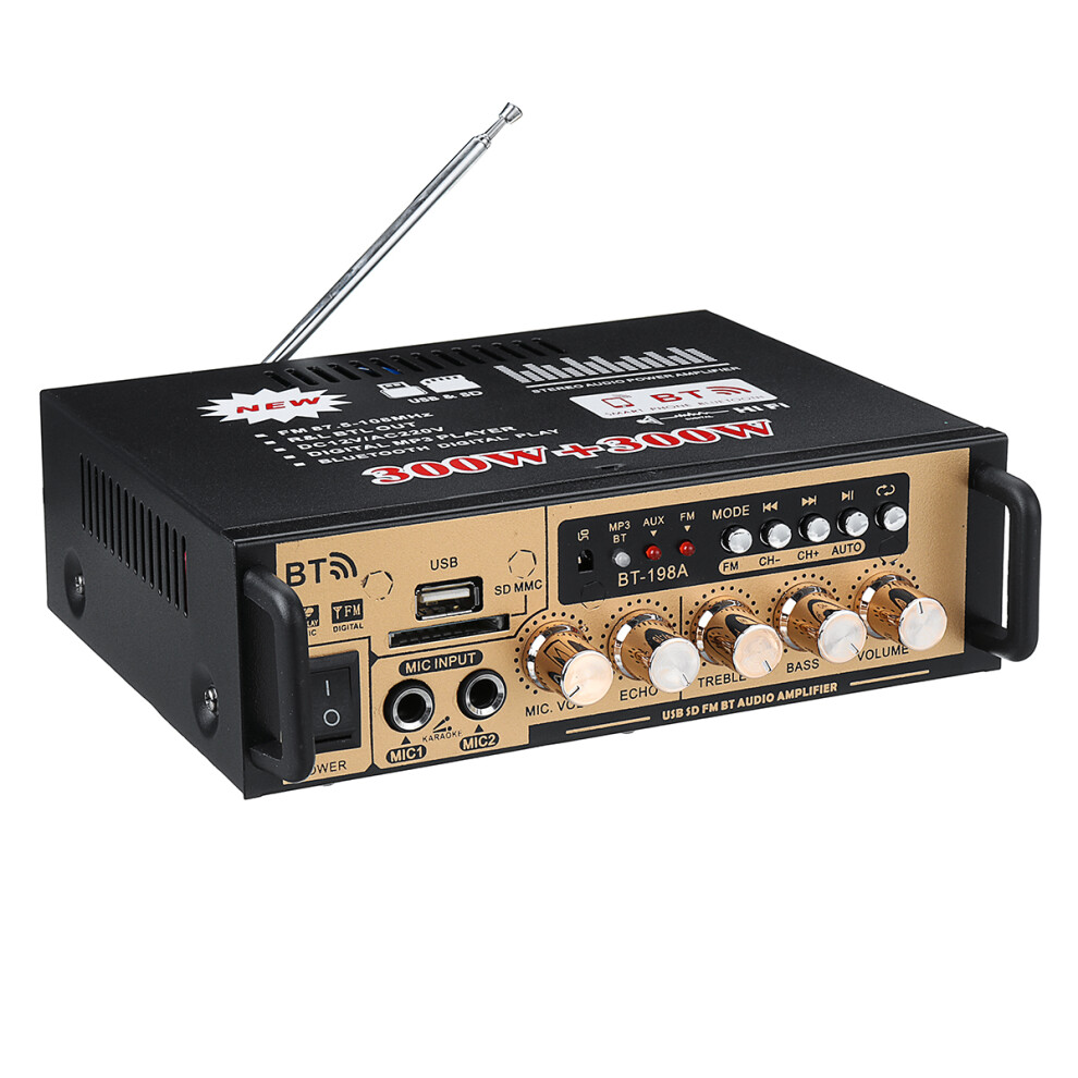 Bt-198A 300W+300W Power Car Amplifier Hifi Digital Audio Bluetooth Amp Fm Radio For Car/Home/Theater 6901250645628