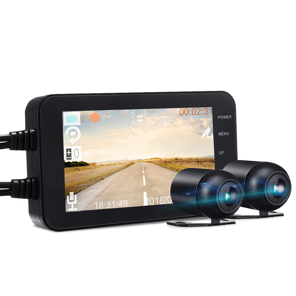 4 Fhd Dual 1080P+720P 140 Motorcycle Dvr Wifi Dash Waterproof Camera Video Recorder Camcorder" Black 762179057604