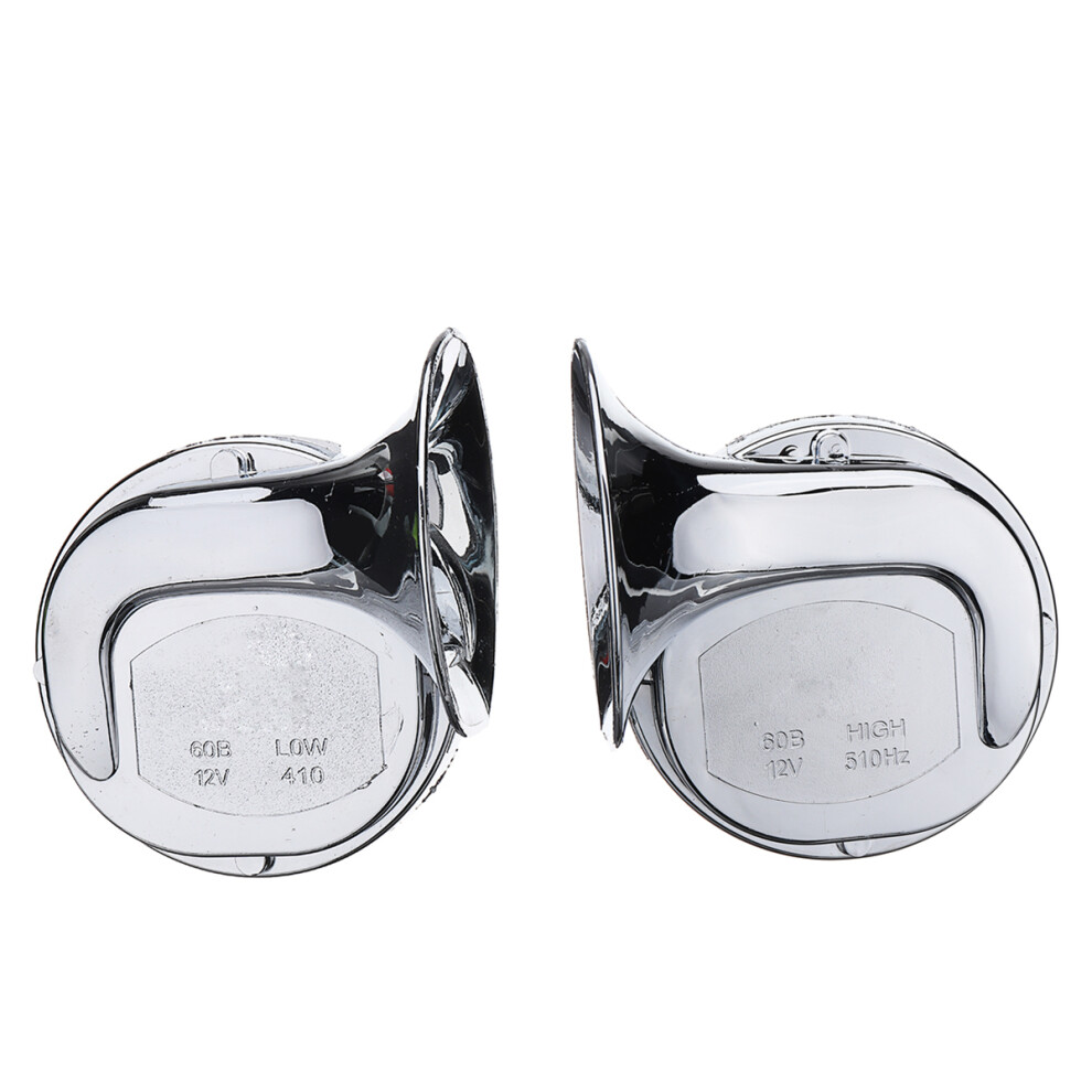 New Pair 12V 110Db Chrome Dual Tone Air Snail Horn For Car Van Motorcycle Universal 762179063599