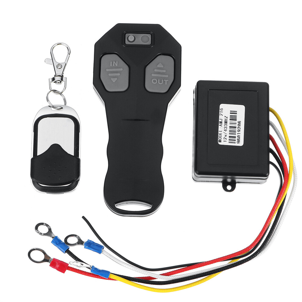 New Winch Wireless Remote Control Key Fob Transmitter Receiver For Car Truck Black 762179069621